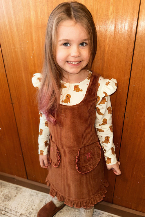(0398_F26056) Cotton Pinafore Dress – Brown - MintMouse (Unicorner Concept Store)