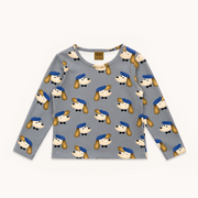 (0108_F26149) Long-Sleeved Top with Fancy Dog Print