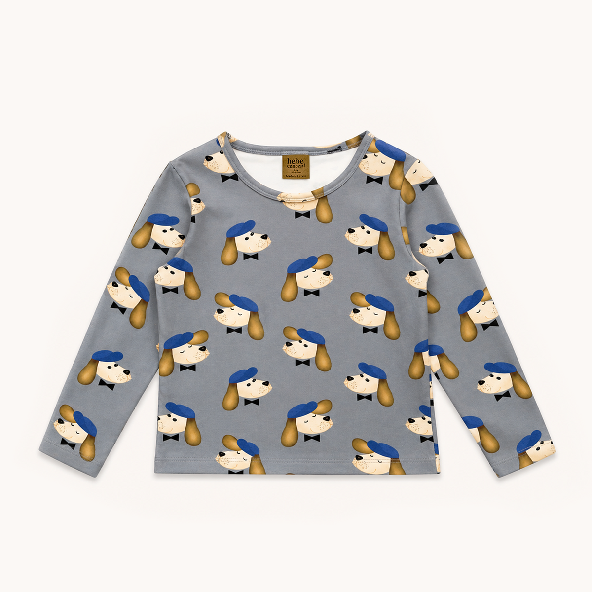(0108_F26149) Long-Sleeved Top with Fancy Dog Print