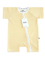 Short Yellow Stripes Bamboo Zippy Romper