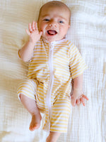 Short Yellow Stripes Bamboo Zippy Romper