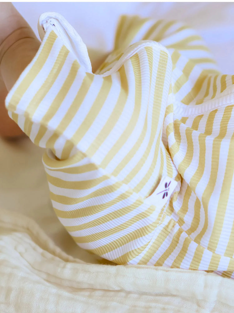 Short Yellow Stripes Bamboo Zippy Romper