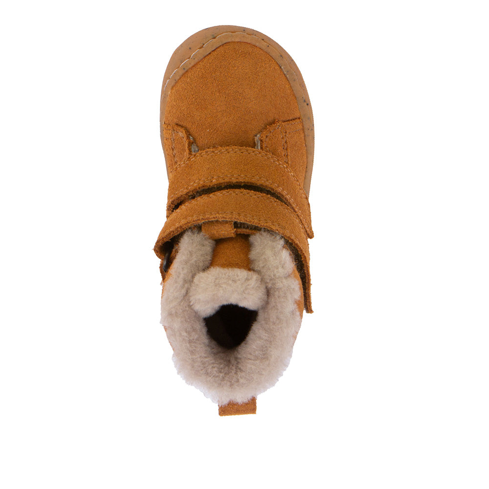 (G2110111-2 / G2110126-2 / G2110141-2) Children's Water-repellent Ankle Boots - MINNI SUEDE VELCRO Cognac