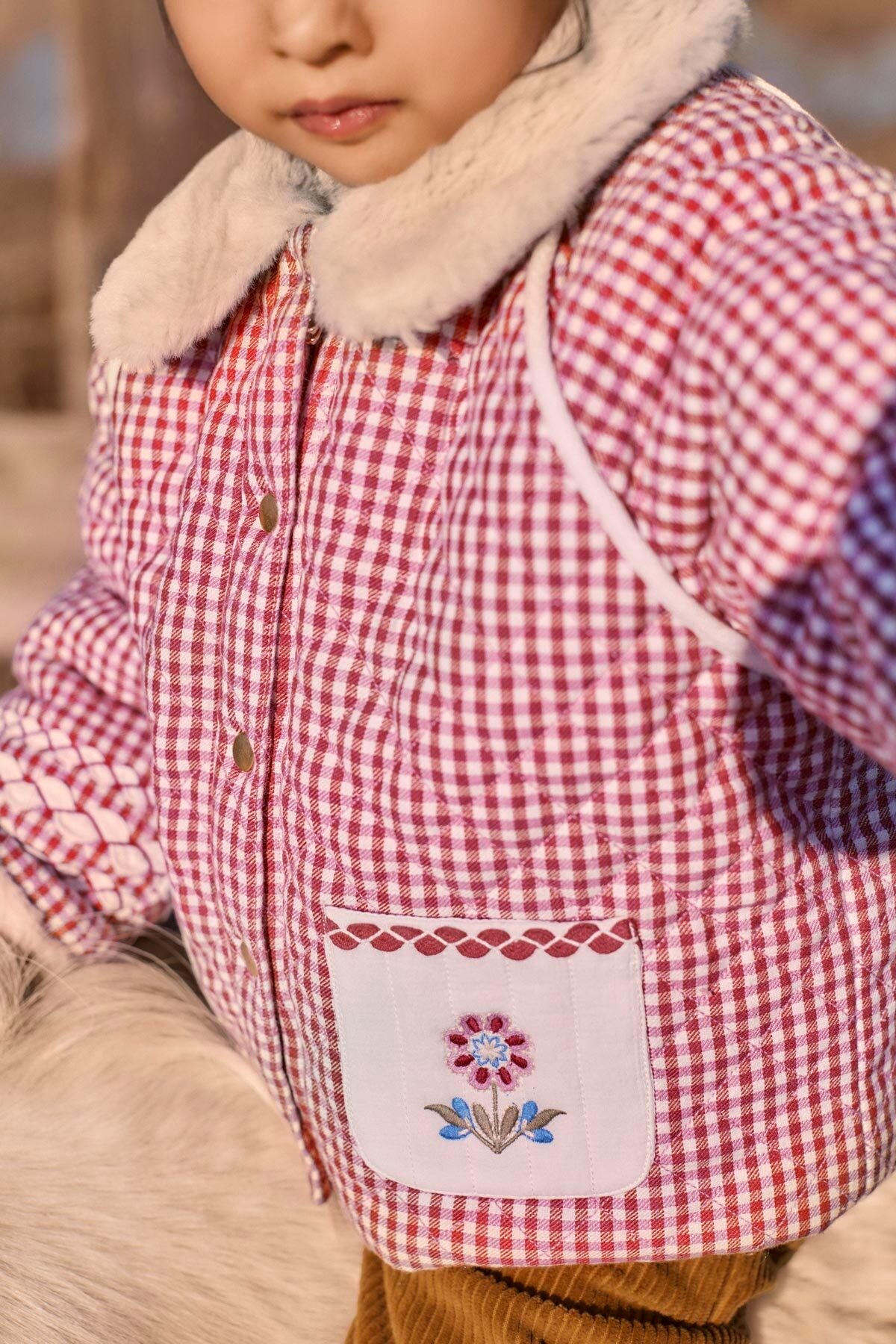 Reversible Coat Jasmina - Raspberry Checks