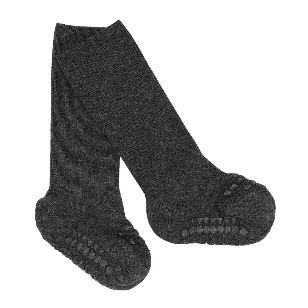 Non-slip grip socks bamboo - Dark Grey Melange