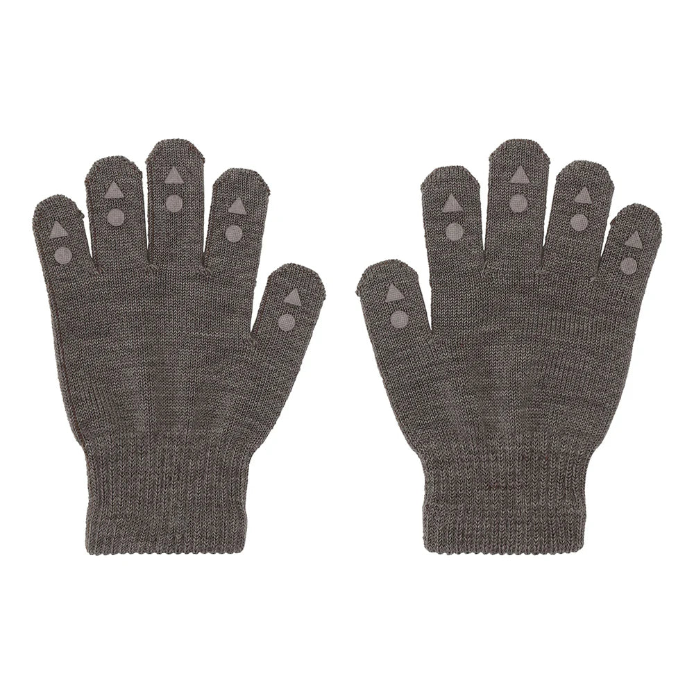 Non-Slip Grip Gloves for Babies and Toddlers Merino wool- Brown Melange