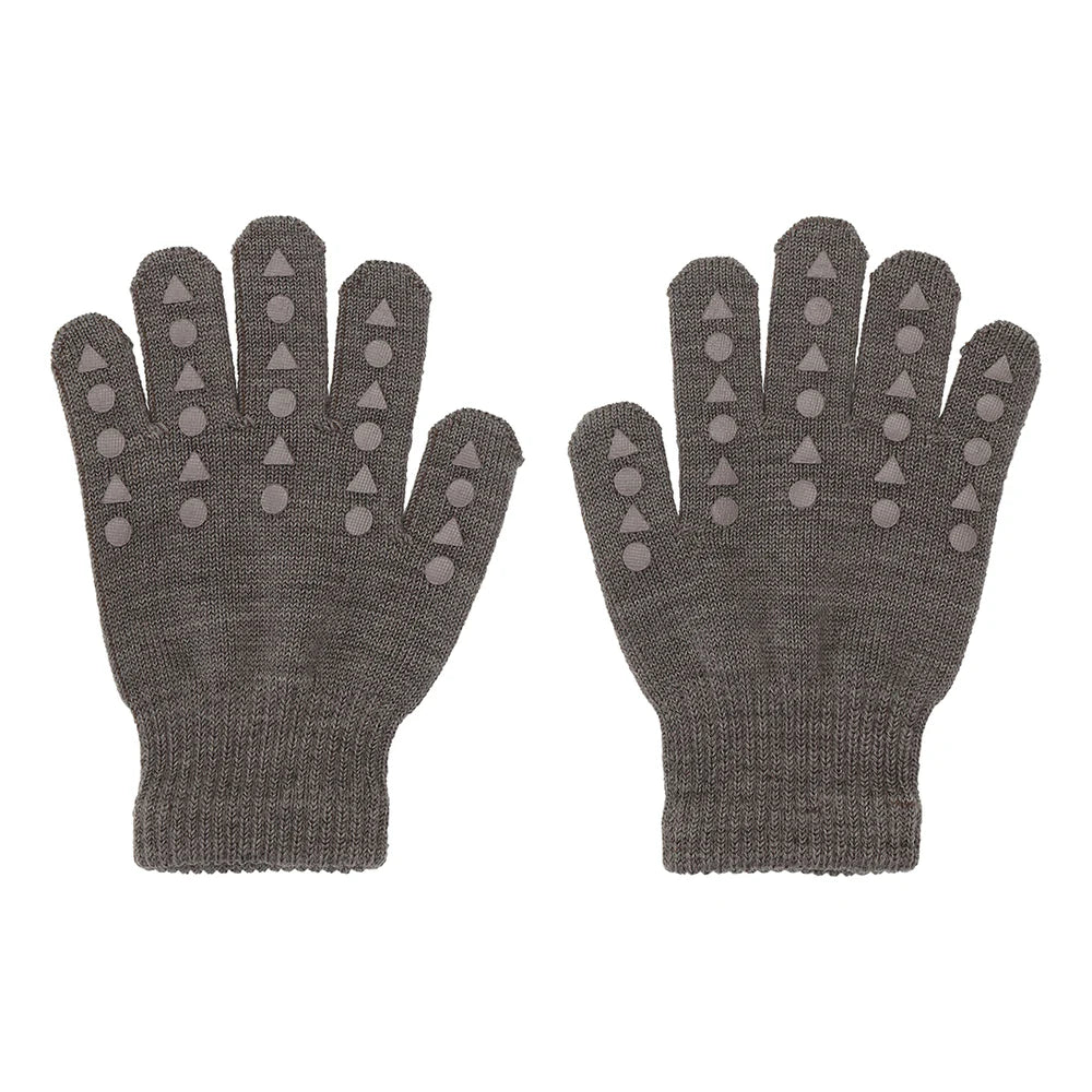 Non-Slip Grip Gloves for Babies and Toddlers Merino wool- Brown Melange