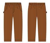 (0113_F26058) Cotton Trousers – Brown — supplier illustration, front and back