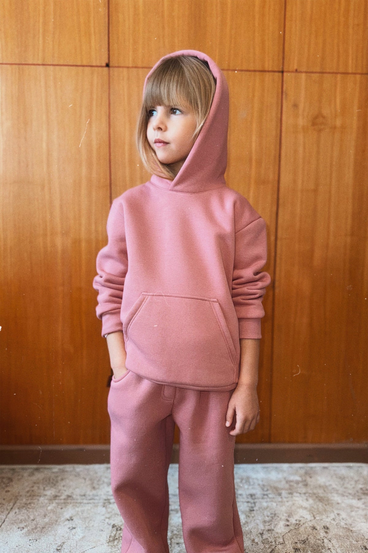 (0130_F26040) Hoodie with Back Print – Deep Rose — official HEBE image 4