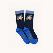 (5555_F26217) Socks with Fancy Dog Print – Blue — official HEBE image 1