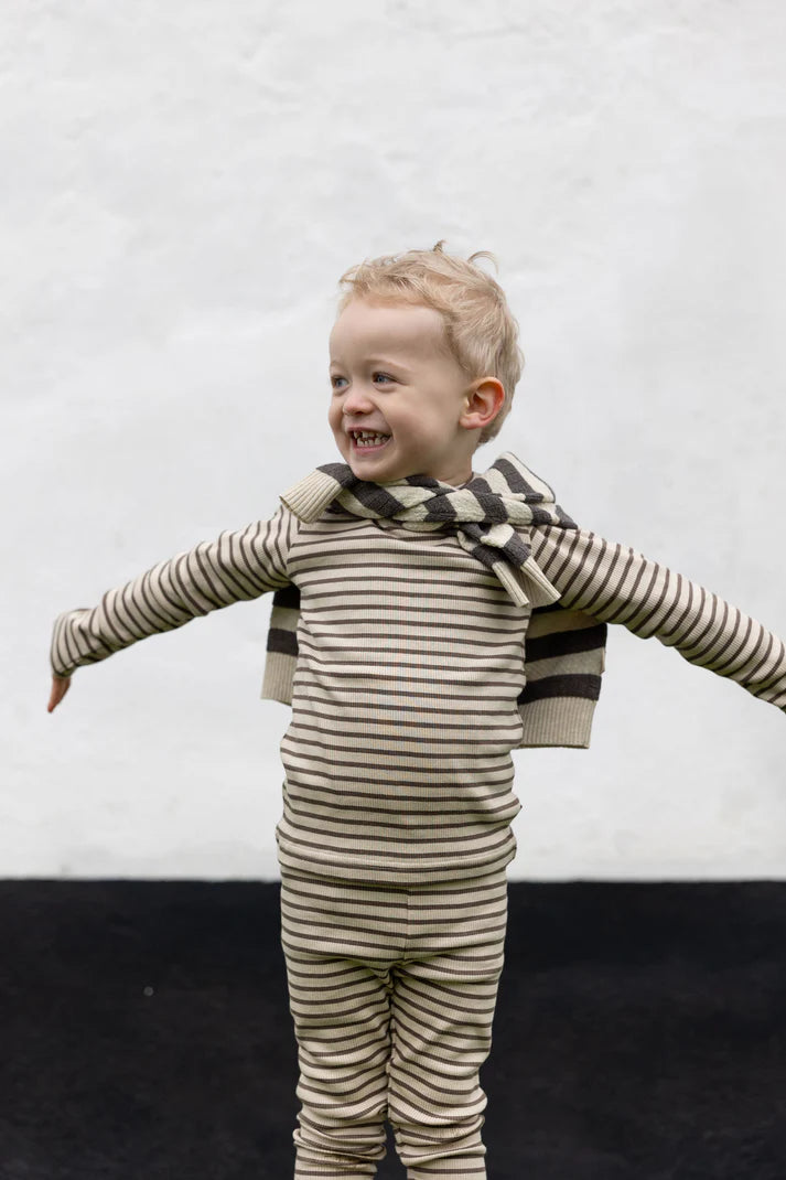 Legging Modal Striped, PP302 - Chocolate Brown / Dark Offwhite - MintMouse (Unicorner Concept Store)