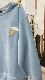 Sweater Blue Velvet with Embroidery
