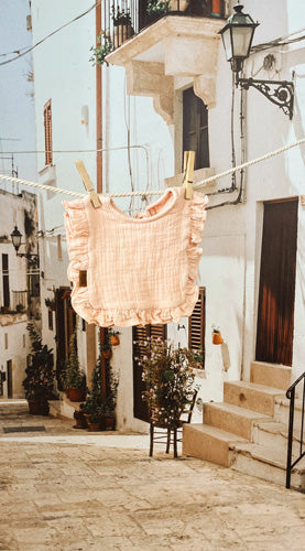 Baby Bib with Ruffle Pink Muslin - MintMouse (Unicorner Concept Store)