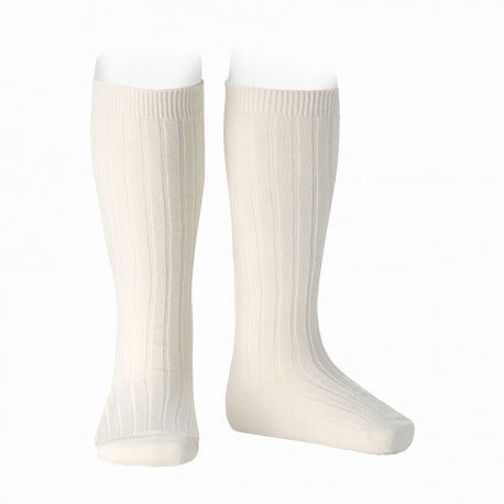 Knee socks Wool blend ribbed - Beige