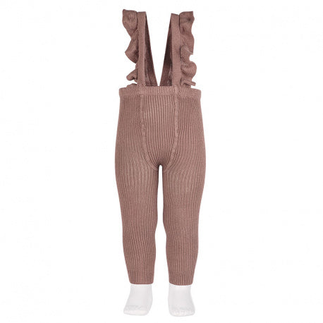 FLOUNCED SUSPENDER COTTON LEGGINGS Praline 314