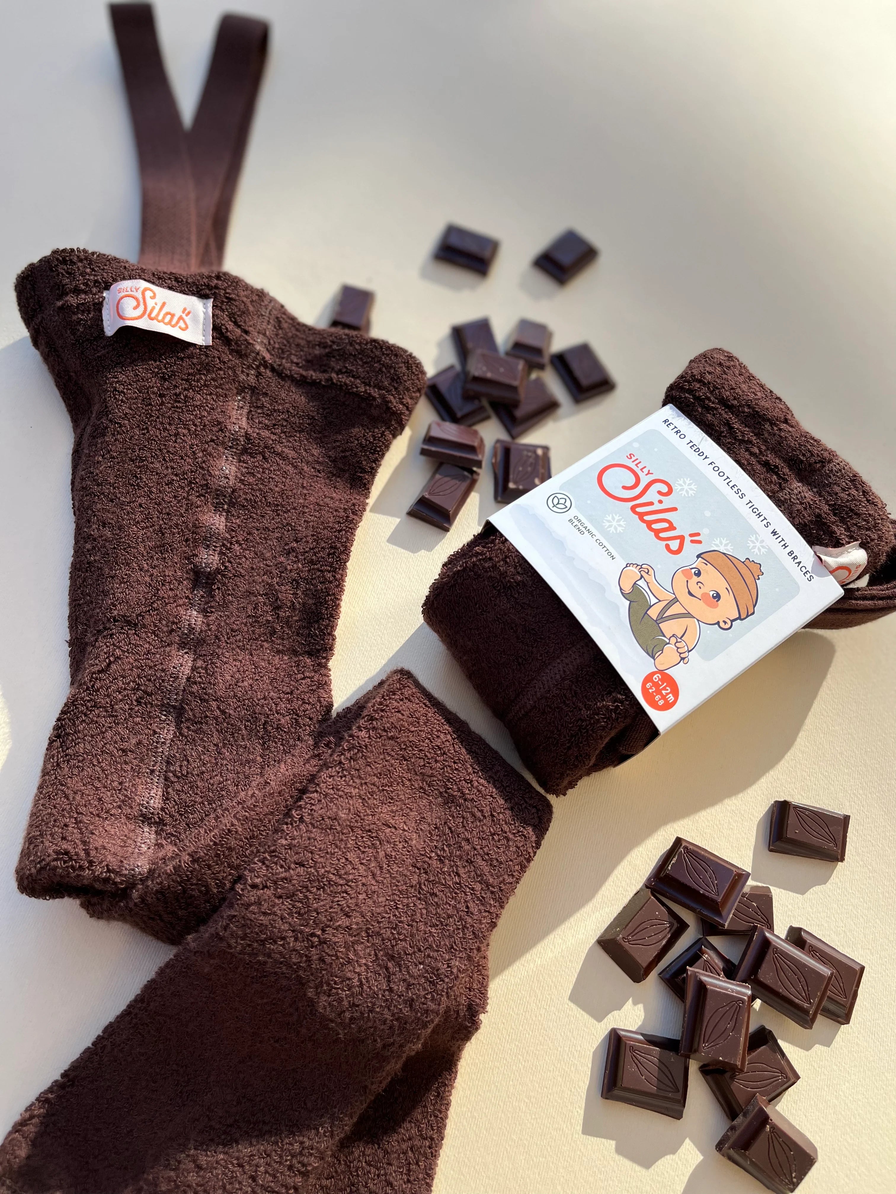 Teddy Warmy Footless Cotton tights - Chocolate Brown