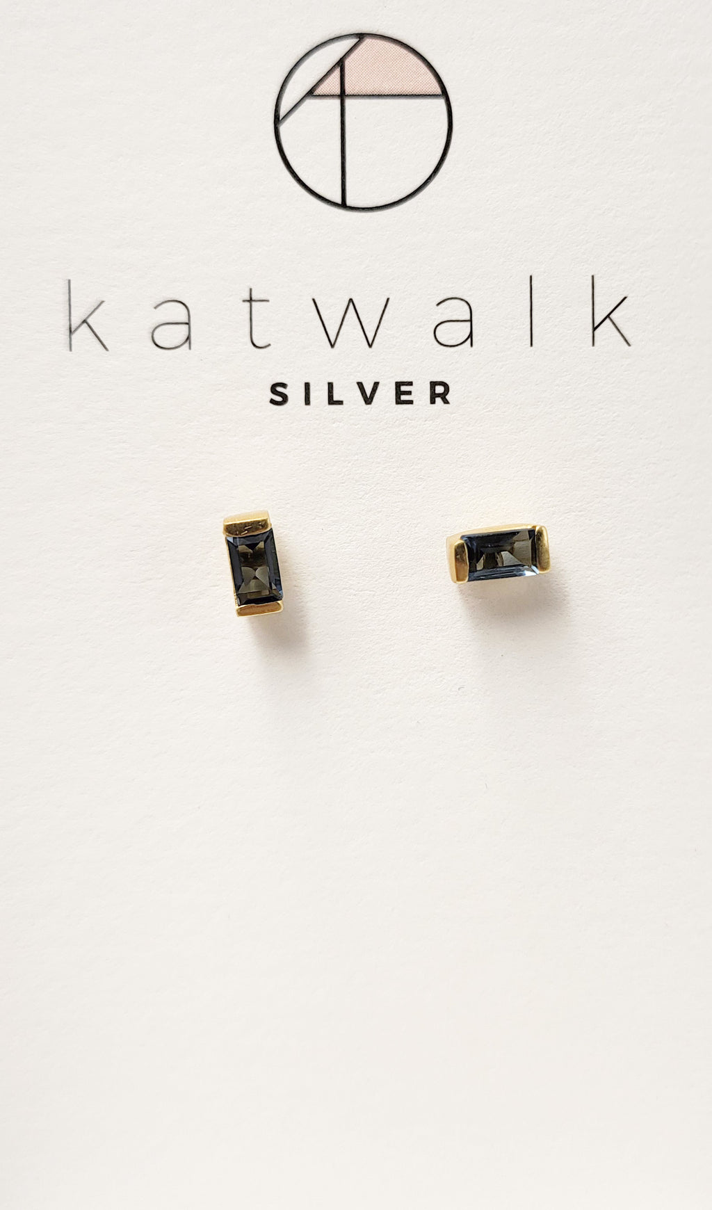 Earrings Square with stone gold 1st Iolite Hydro - MintMouse (Unicorner Concept Store)