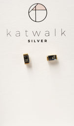 Earrings Square with stone gold 1st Iolite Hydro