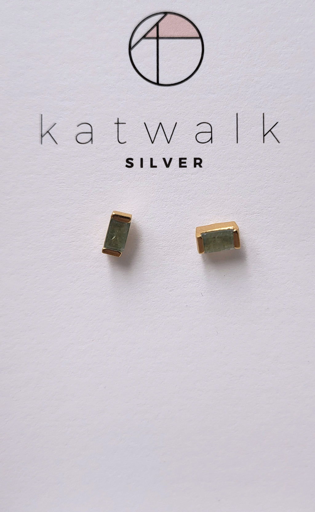 Earrings Square with stone gold 1st Green aventuri - MintMouse (Unicorner Concept Store)