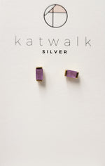 Earrings Square with stone gold 1st lavender jade