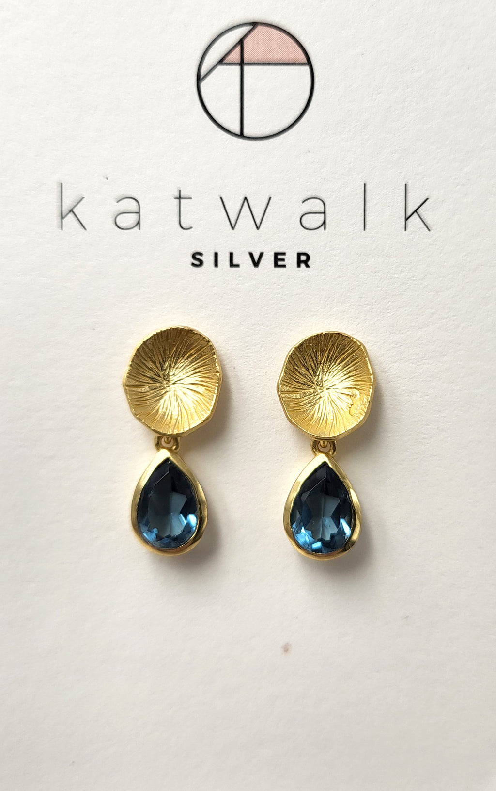 Earrings Round with stone gold 1st Iolite Hydro - MintMouse (Unicorner Concept Store)