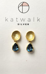 Earrings Round with stone gold 1st Iolite Hydro