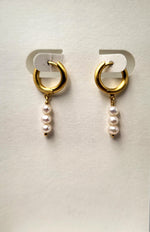 Earrings circle Pearls Gold 3 Pearl