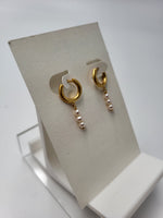 Earrings circle Pearls Gold 3 Pearl