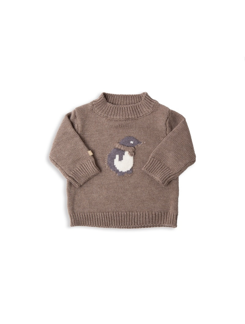 (1276-443) Knitted sweater - Light chocolate penguin - MintMouse (Unicorner Concept Store)