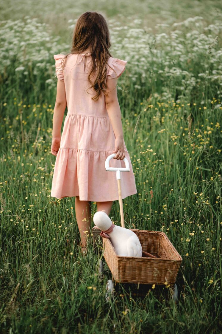 Linen Dress with Embroidery flowers - Pink - MintMouse (Unicorner Concept Store)