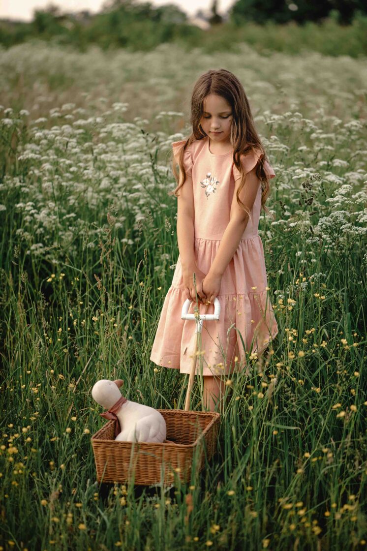 Linen Dress with Embroidery flowers - Pink - MintMouse (Unicorner Concept Store)