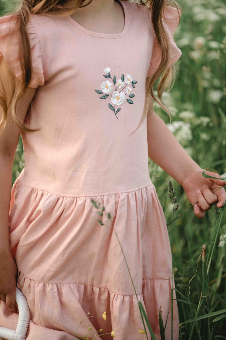 Linen Dress with Embroidery flowers - Pink - MintMouse (Unicorner Concept Store)