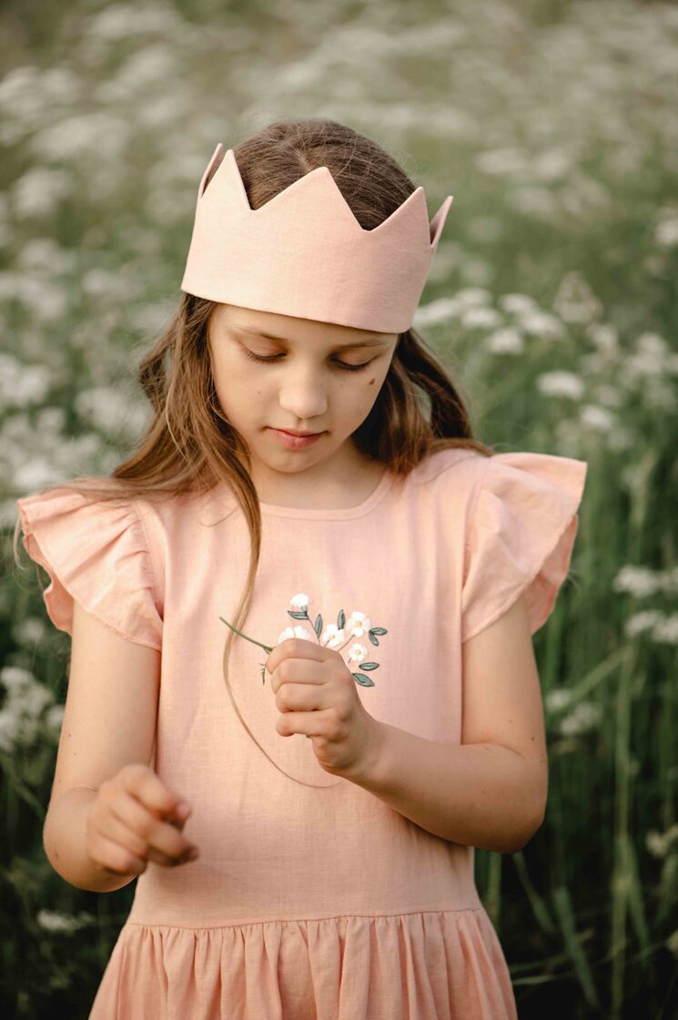 Linen Dress with Embroidery flowers - Pink - MintMouse (Unicorner Concept Store)