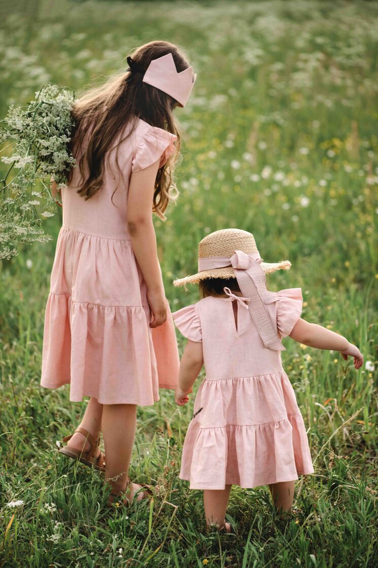 Linen Dress with Embroidery flowers - Pink - MintMouse (Unicorner Concept Store)