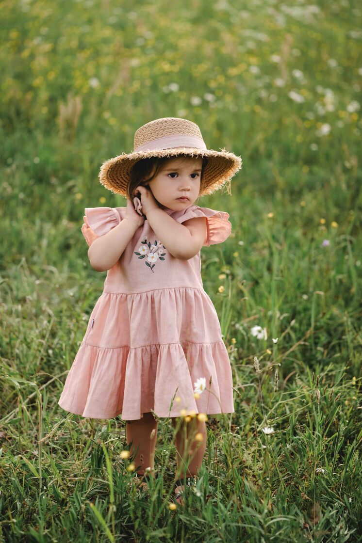 Linen Dress with Embroidery flowers - Pink - MintMouse (Unicorner Concept Store)