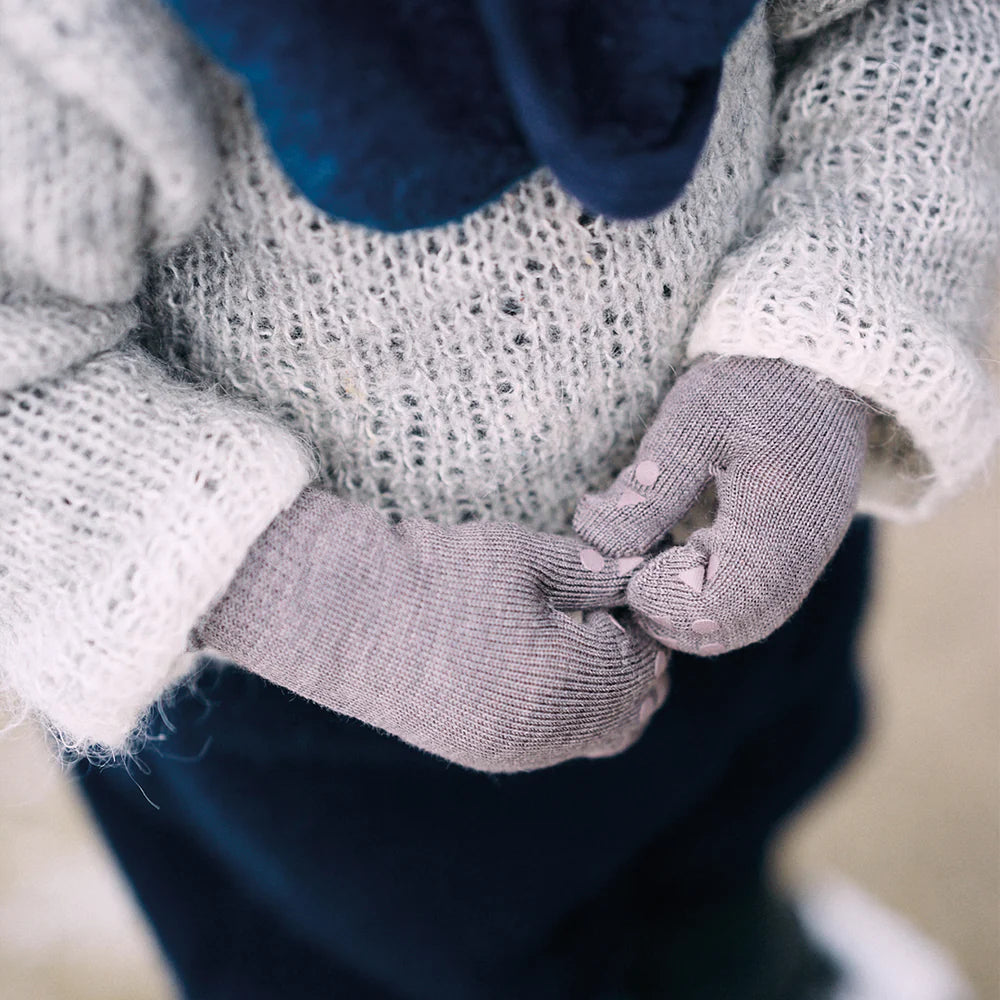 Mittens with non-slip grip for babies and toddlers-Merino Wool Sand