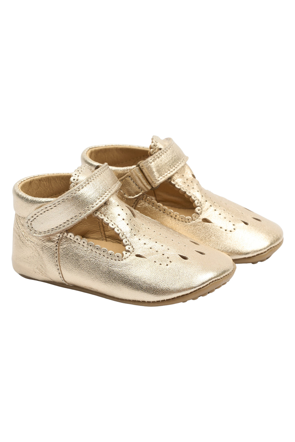 (PM1003) Pom Pom leather slippers - Ballerina T-Bar Dusty Gold - MintMouse (Unicorner Concept Store)