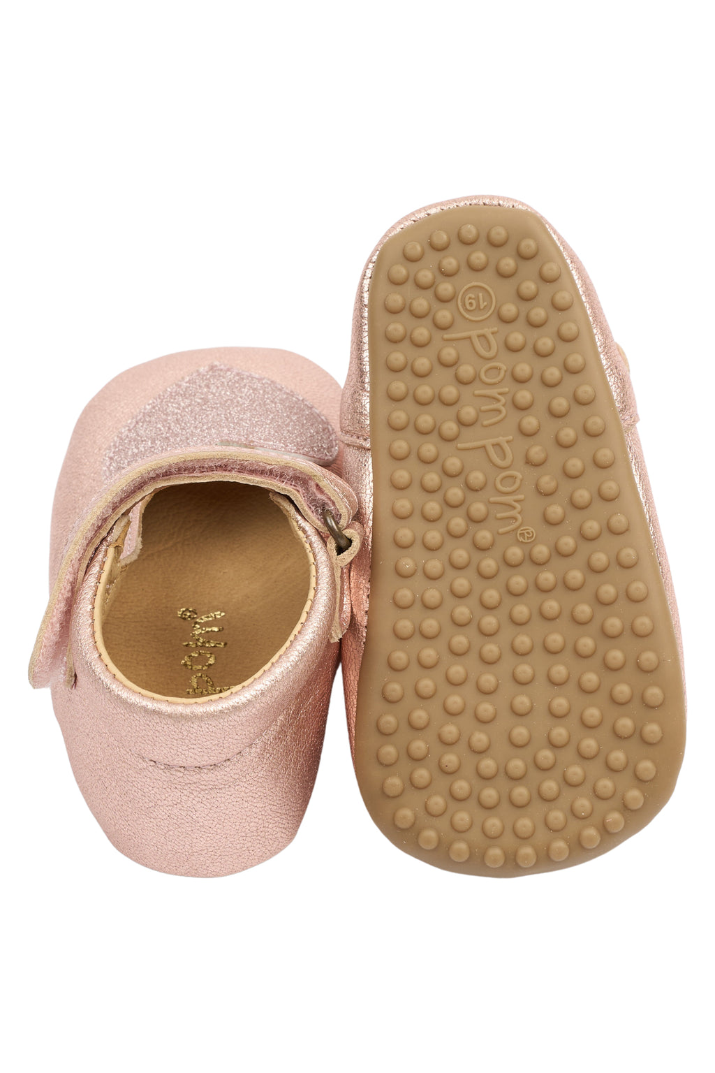 (PM1016) Pom Pom leather slippers - Ballerina Heart - Metallic Rose - MintMouse (Unicorner Concept Store)