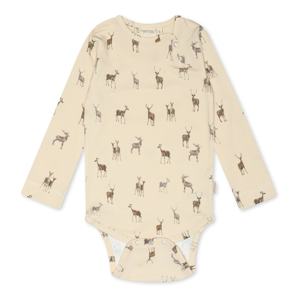 Long Sleeve Bodysuit  L/S MODAL - Deer Aop