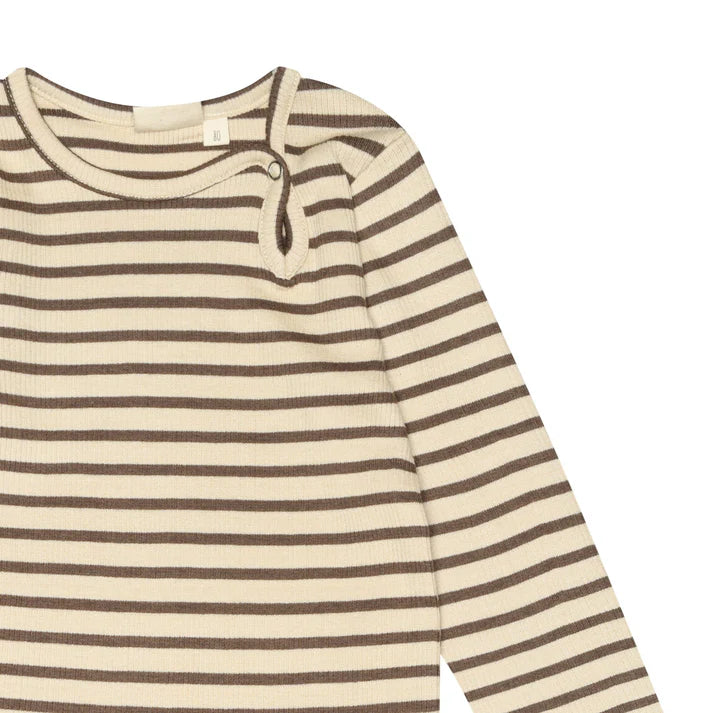 Body LS Modal Striped - Chocolate Brown / Dark Offwhite - MintMouse (Unicorner Concept Store)