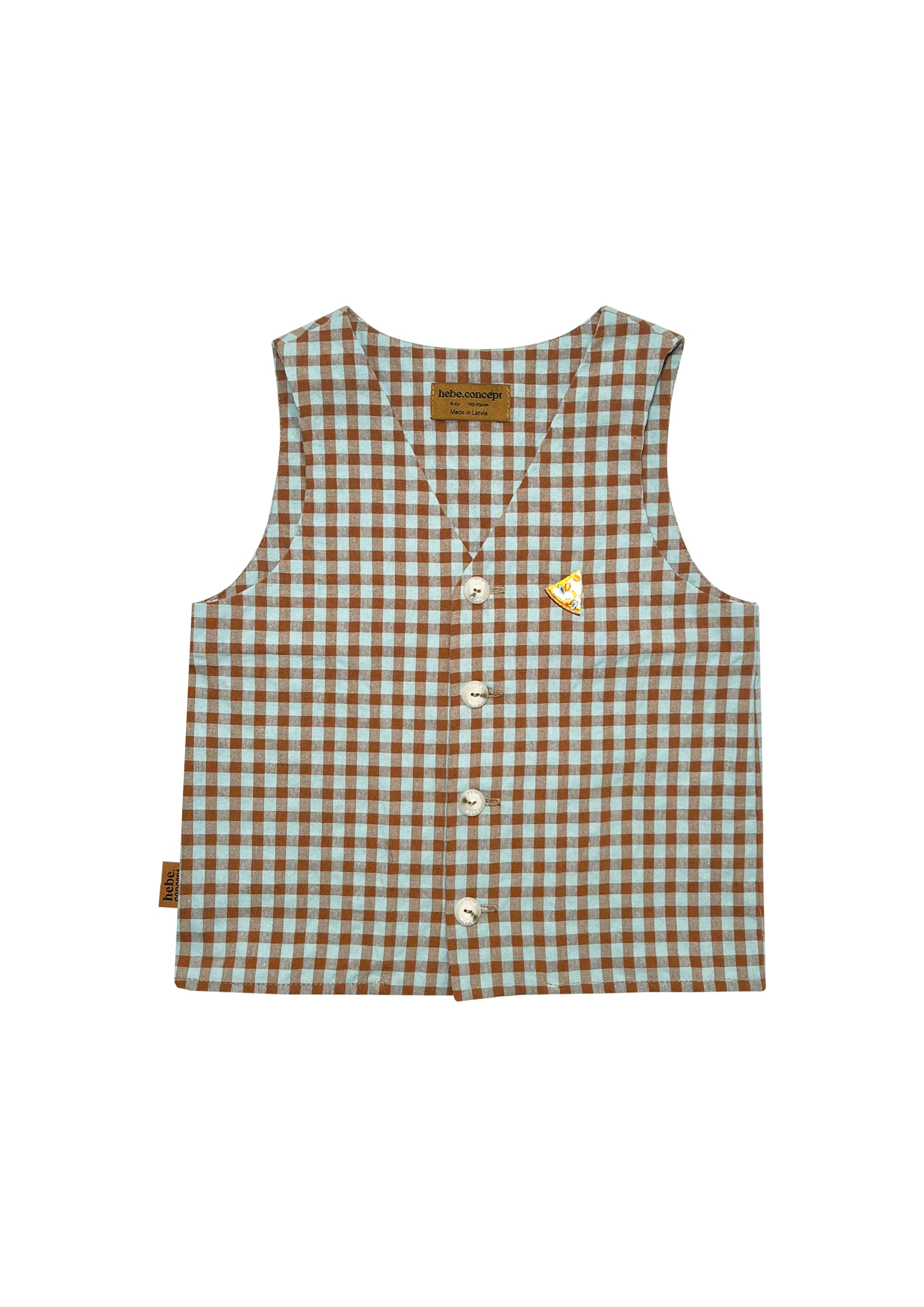 Vest with Embroidery Mint and Brown Checkers - MintMouse (Unicorner Concept Store)