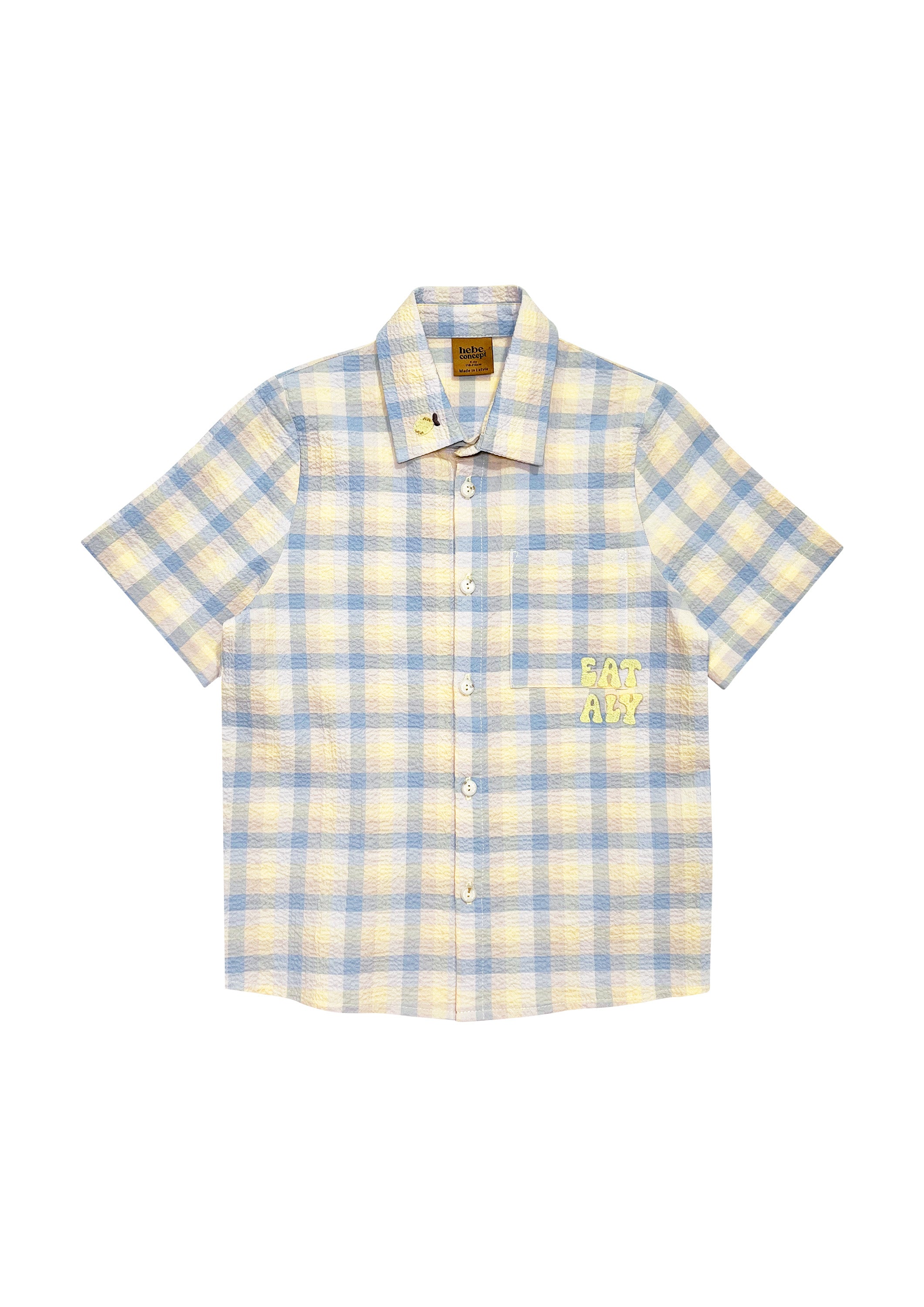 Shirt Blue and Yellow Checkers with Embroidery - MintMouse (Unicorner Concept Store)