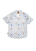 Shirt with Blue Checkers Allover Print - MintMouse (Unicorner Concept Store)