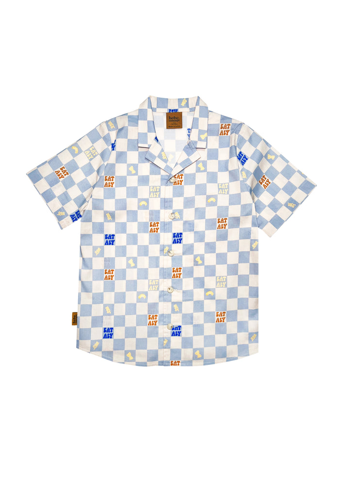 Shirt with Blue Checkers Allover Print