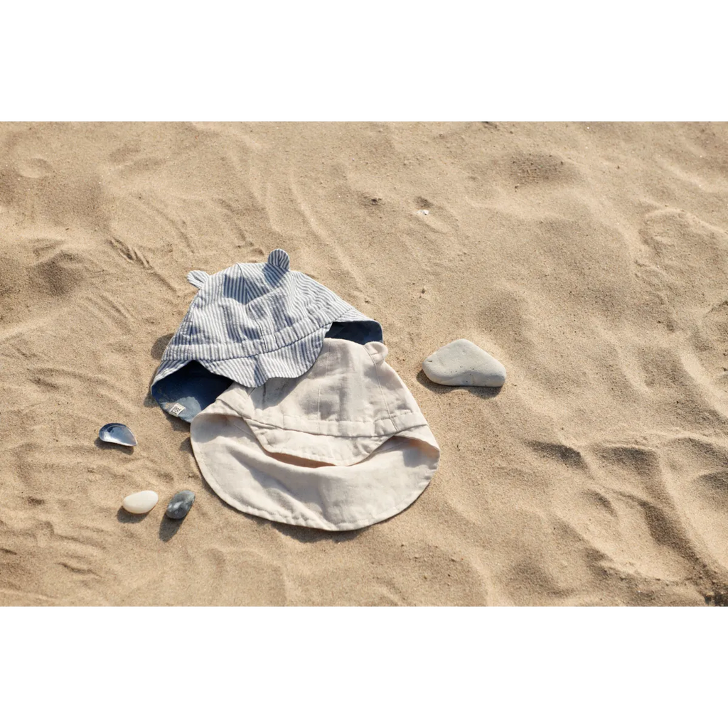 (LW17689) Gorm Reversible Seersucker Sun Hat - Blue wave/creme de la creme - MintMouse (Unicorner Concept Store)