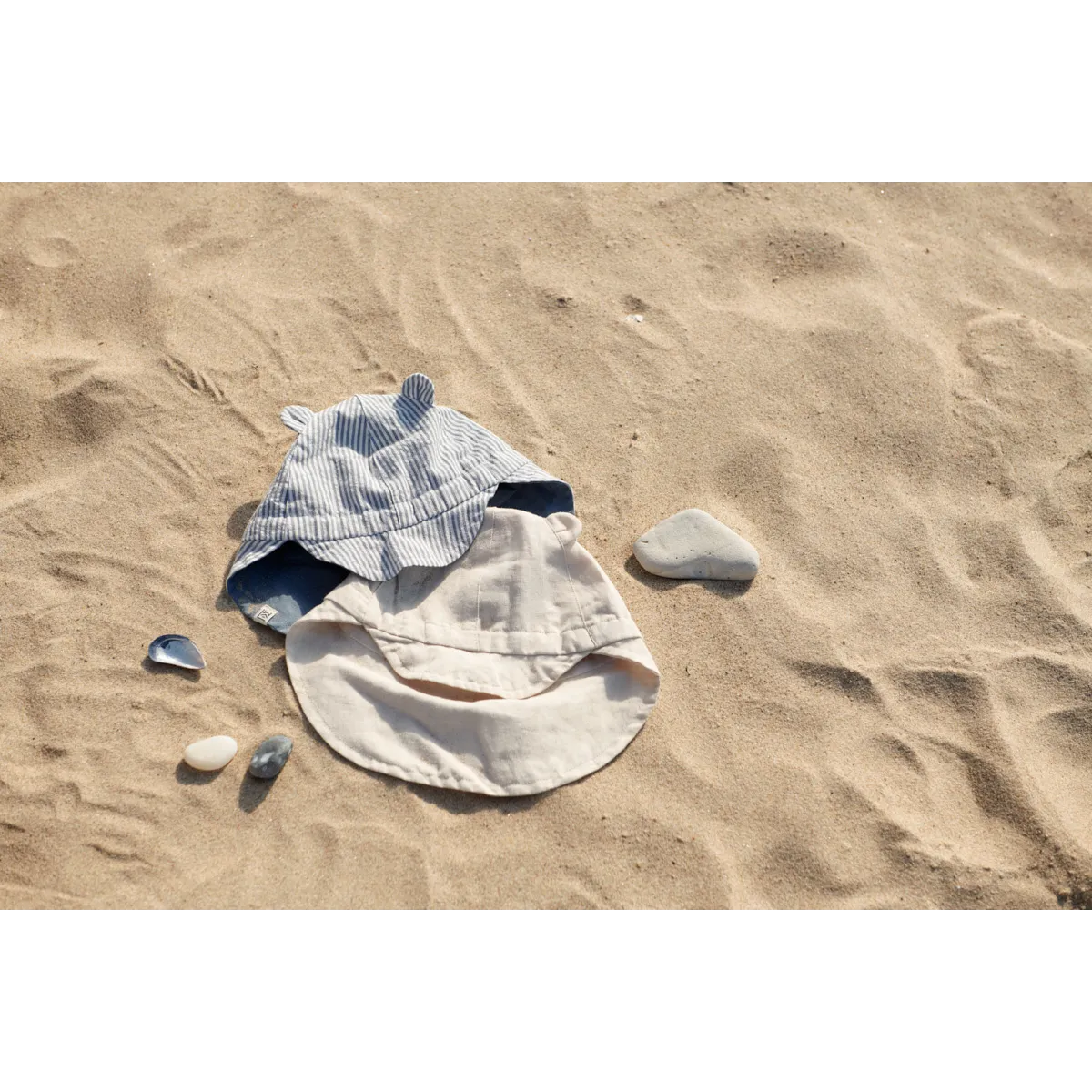 (LW17689) Gorm Reversible Seersucker Sun Hat - Blue wave/creme de la creme - MintMouse (Unicorner Concept Store)