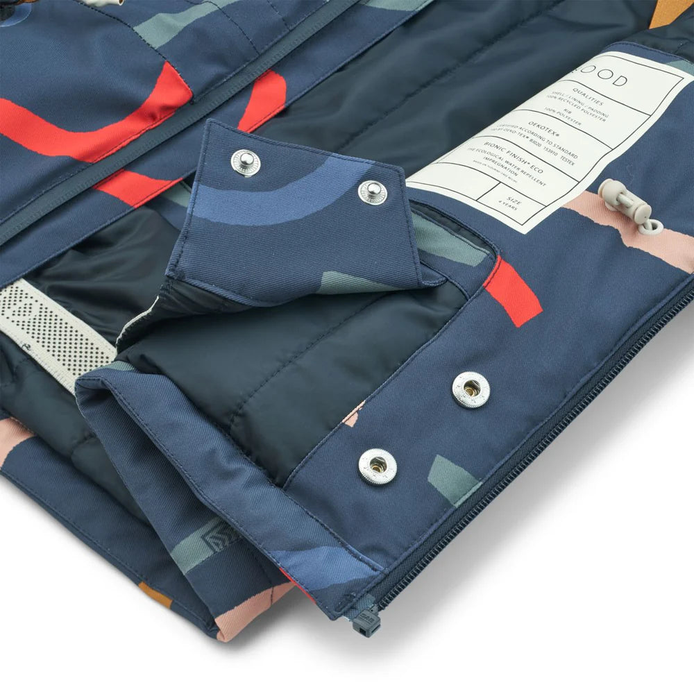 (LW17764) Kalle Snow Jacket - Graphic swirls / Classic navy - MintMouse (Unicorner Concept Store)