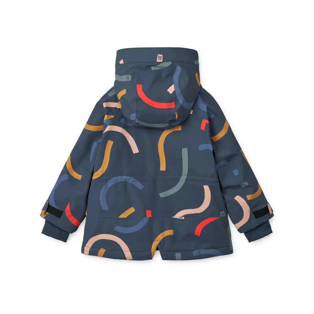 (LW17764) Kalle Snow Jacket - Graphic swirls / Classic navy - MintMouse (Unicorner Concept Store)