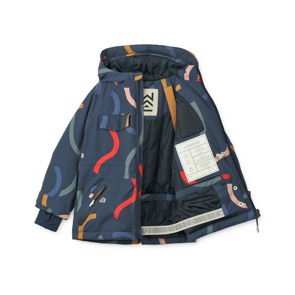 (LW17764) Kalle Snow Jacket - Graphic swirls / Classic navy - MintMouse (Unicorner Concept Store)