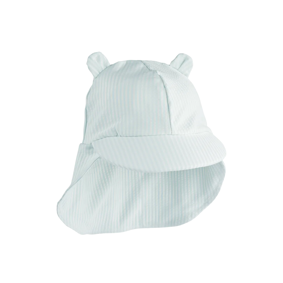 (LW17681) Senia Seersucker Sun Hat With Ears Stripe Pure Sky - MintMouse (Unicorner Concept Store)